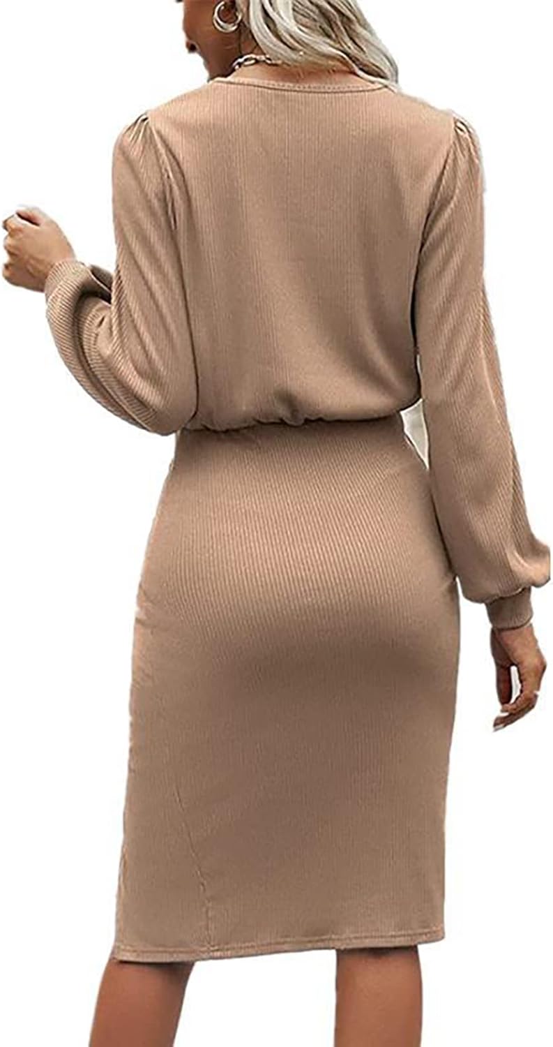 woobles Dress, womens high waist comfortable dress, solid color, breathable lantern sleeve for the night XL - Image 2